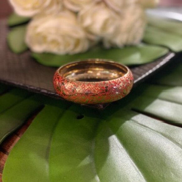 Enamel Orange and Gold Metal Bracelet NWOT Jewelry Bangle Bracelet Summer Style - Picture 10 of 14